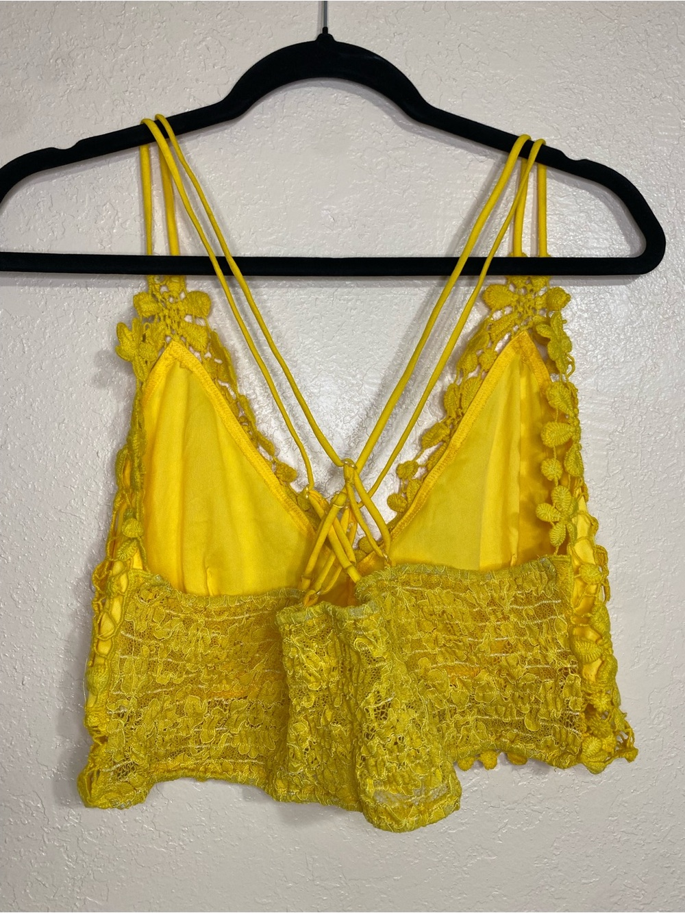 SHEIN Yellow Lace Crochet Crop Top